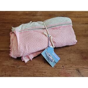 The Fouta Greek Blanket Wrap 100% Cotton Taupe Pink 63”x 59”